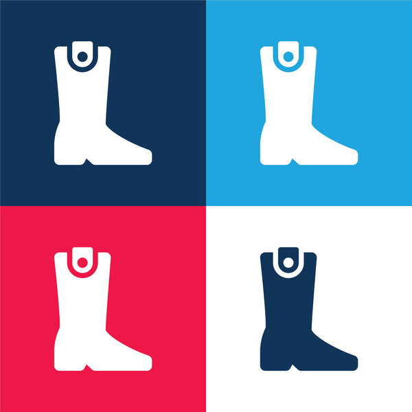 Boot blue and red four color minimal icon set