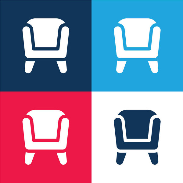 Armchair blue and red four color minimal icon set