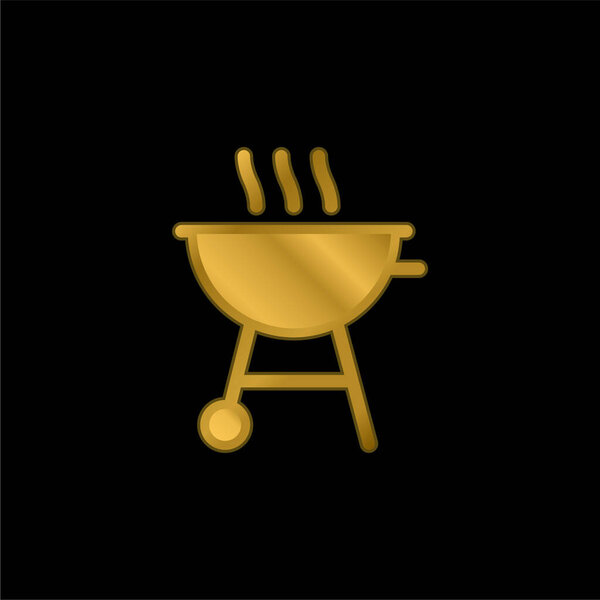 Bbq gold plated metalic icon or logo vector
