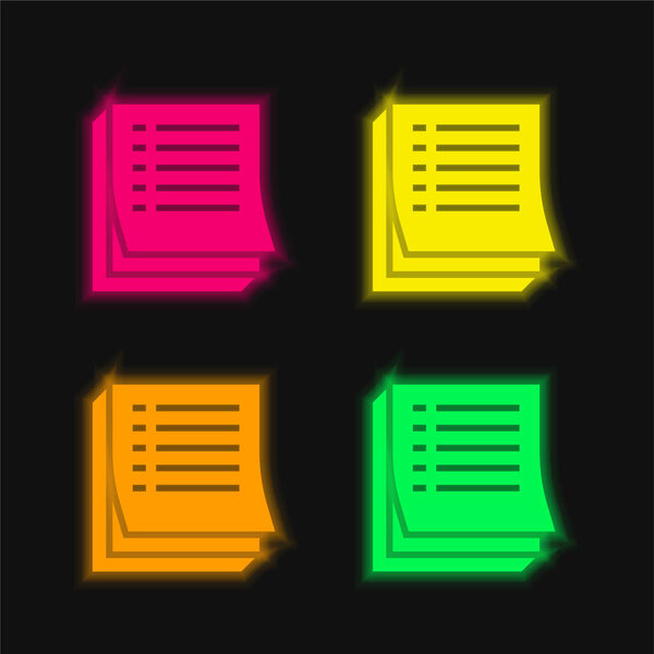 Agenda four color glowing neon vector icon