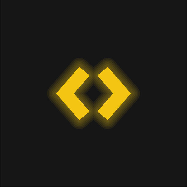Braces yellow glowing neon icon