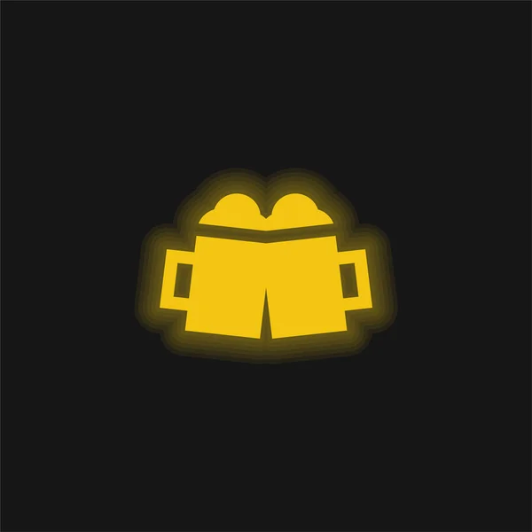Beer Mug Yellow Glowing Neon Icon — Stock Vector