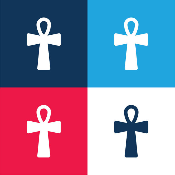 Ankh Cross синий и красный четыре цвета минимальный набор значков