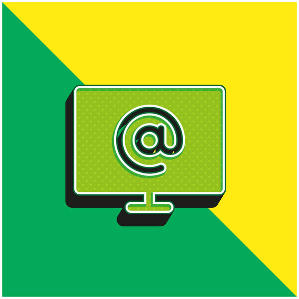 У зеленого и желтого современного трехмерного векторного логотипа