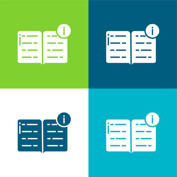 Book Flat four color minimal icon set