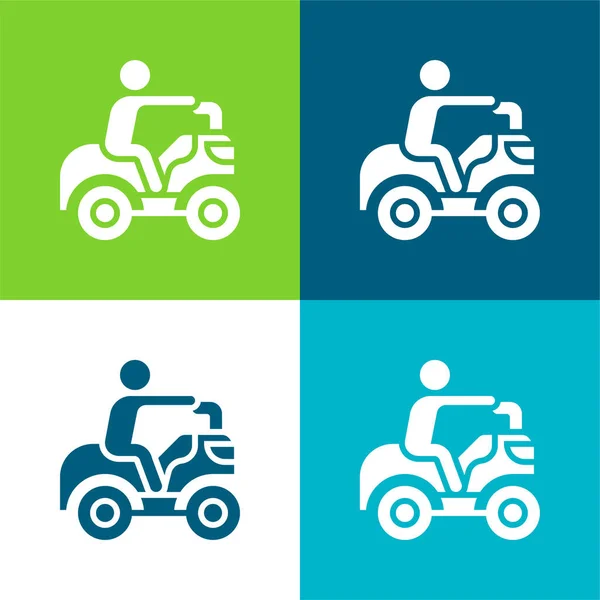 Atv Flat Conjunto Iconos Mínimo Cuatro Colores — Vector de stock