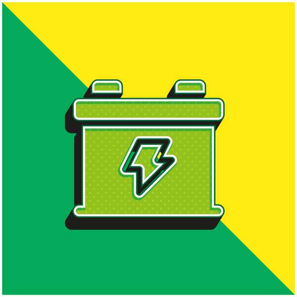 Батарея Зеленый и желтый современный 3d логотип вектора
