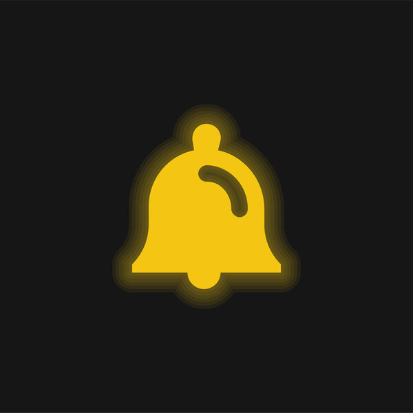 Bell yellow glowing neon icon