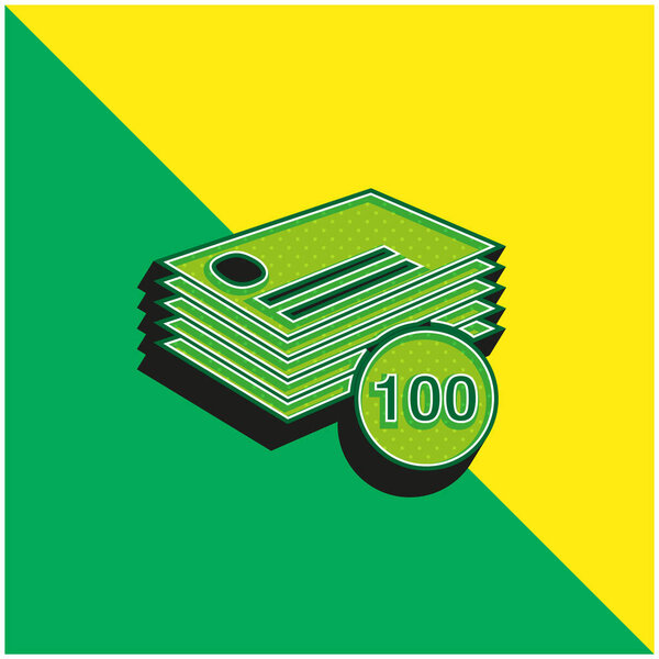 100 Business Cards Stack Зеленый и желтый современный 3d векторный логотип