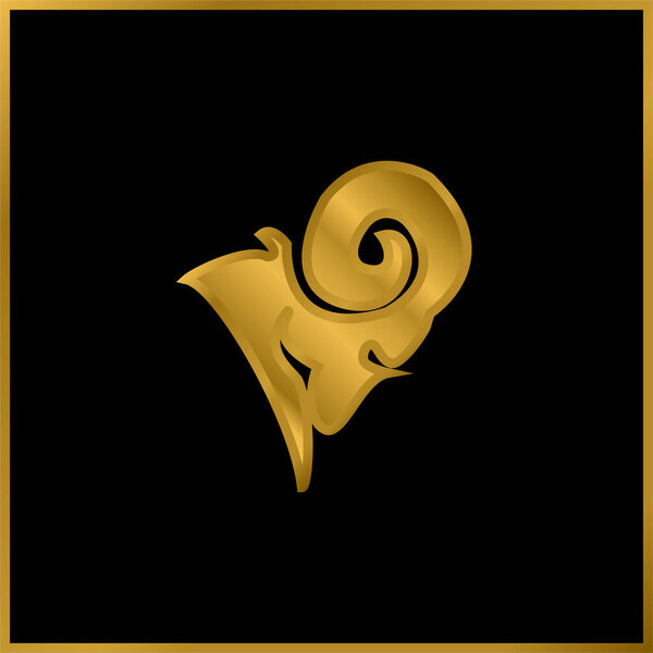 Aries gold plated metalic icon or logo vector