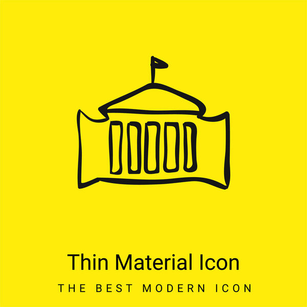 Административное здание с флагом Рисунок контура минимальный ярко-желтый значок материала