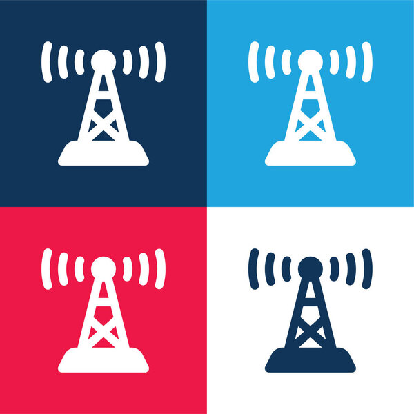 Antenna blue and red four color minimal icon set