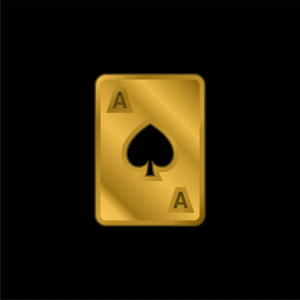 Ace Spades Gold Plated Metalic Icon Logo Vector Vector Graphics