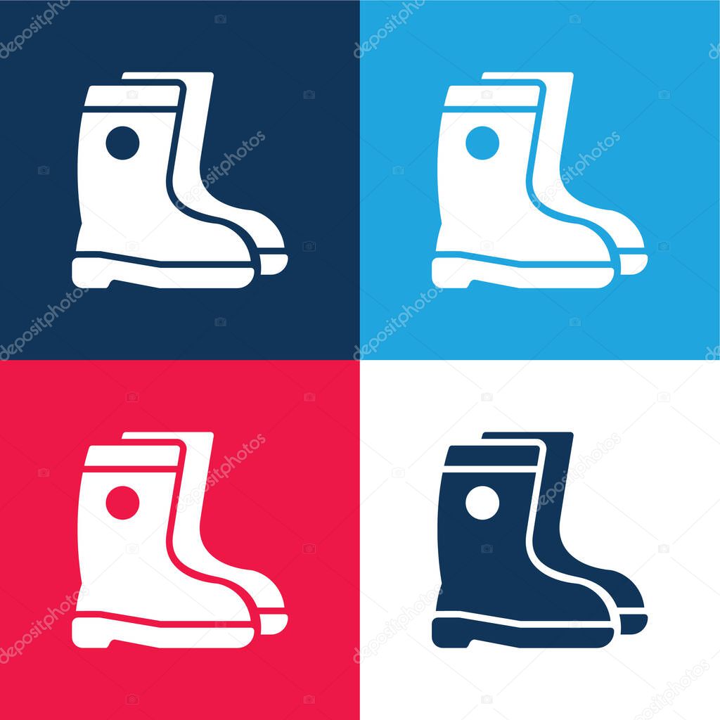 Boots blue and red four color minimal icon set