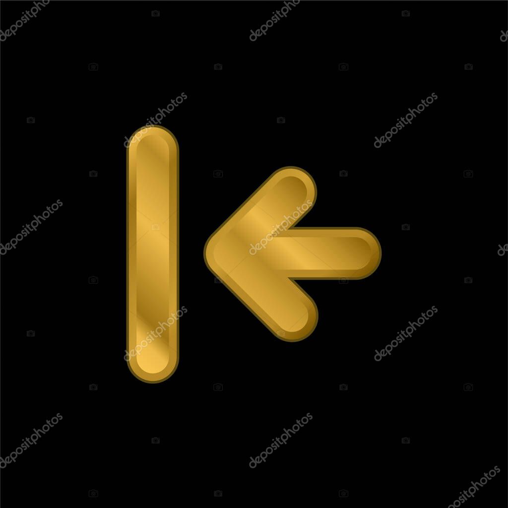 Back Arrow To First Track gold plated metalic icon or logo vector