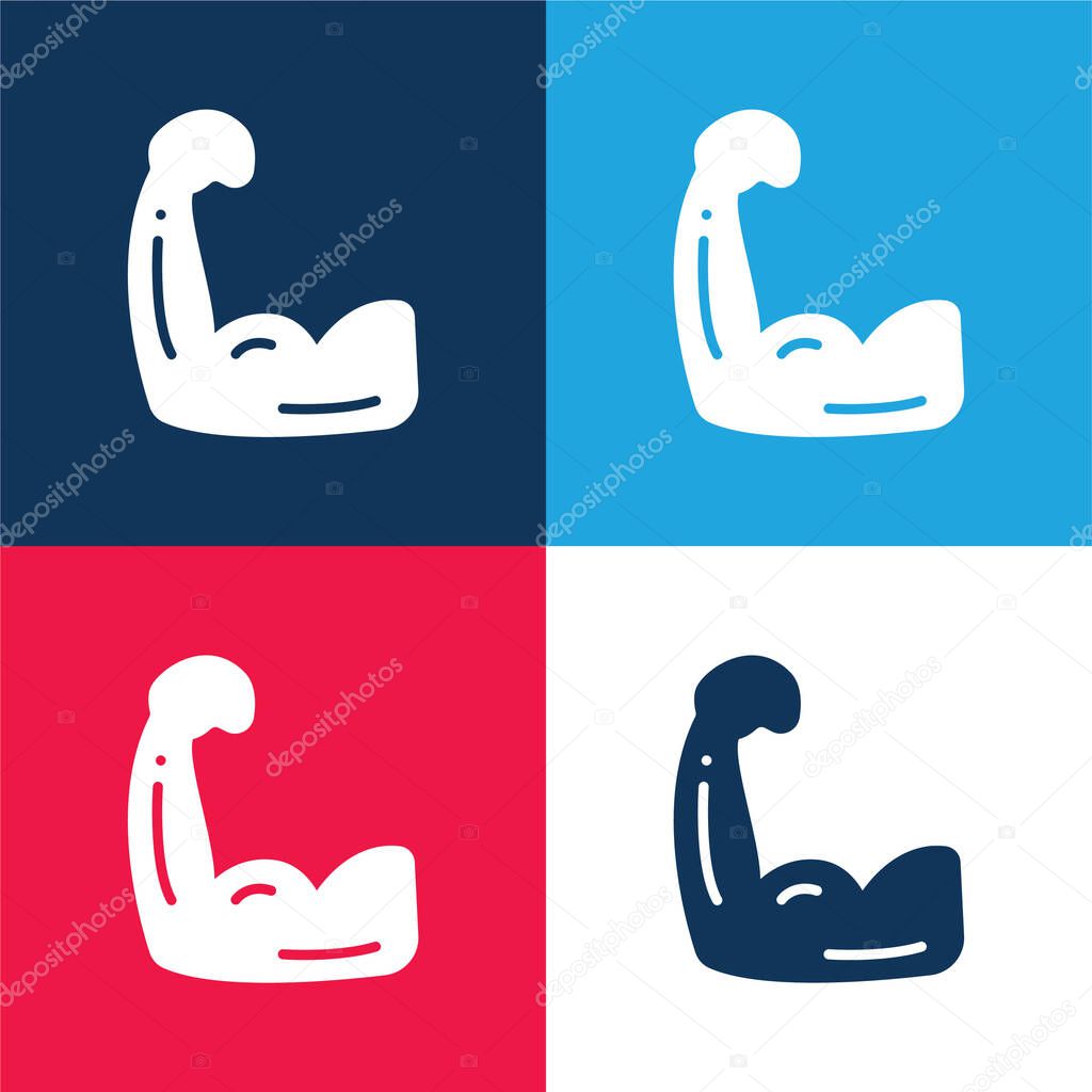 Biceps blue and red four color minimal icon set