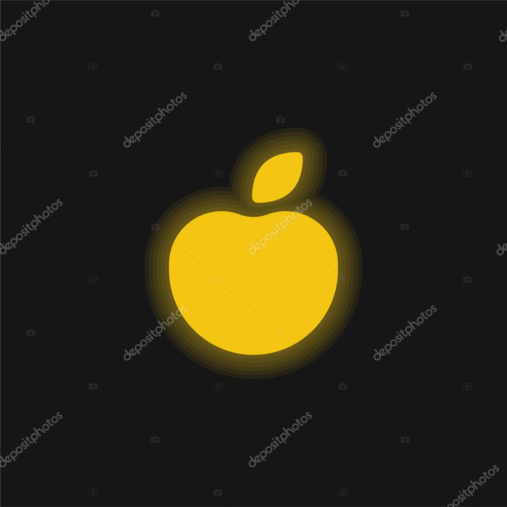 Apple yellow glowing neon icon