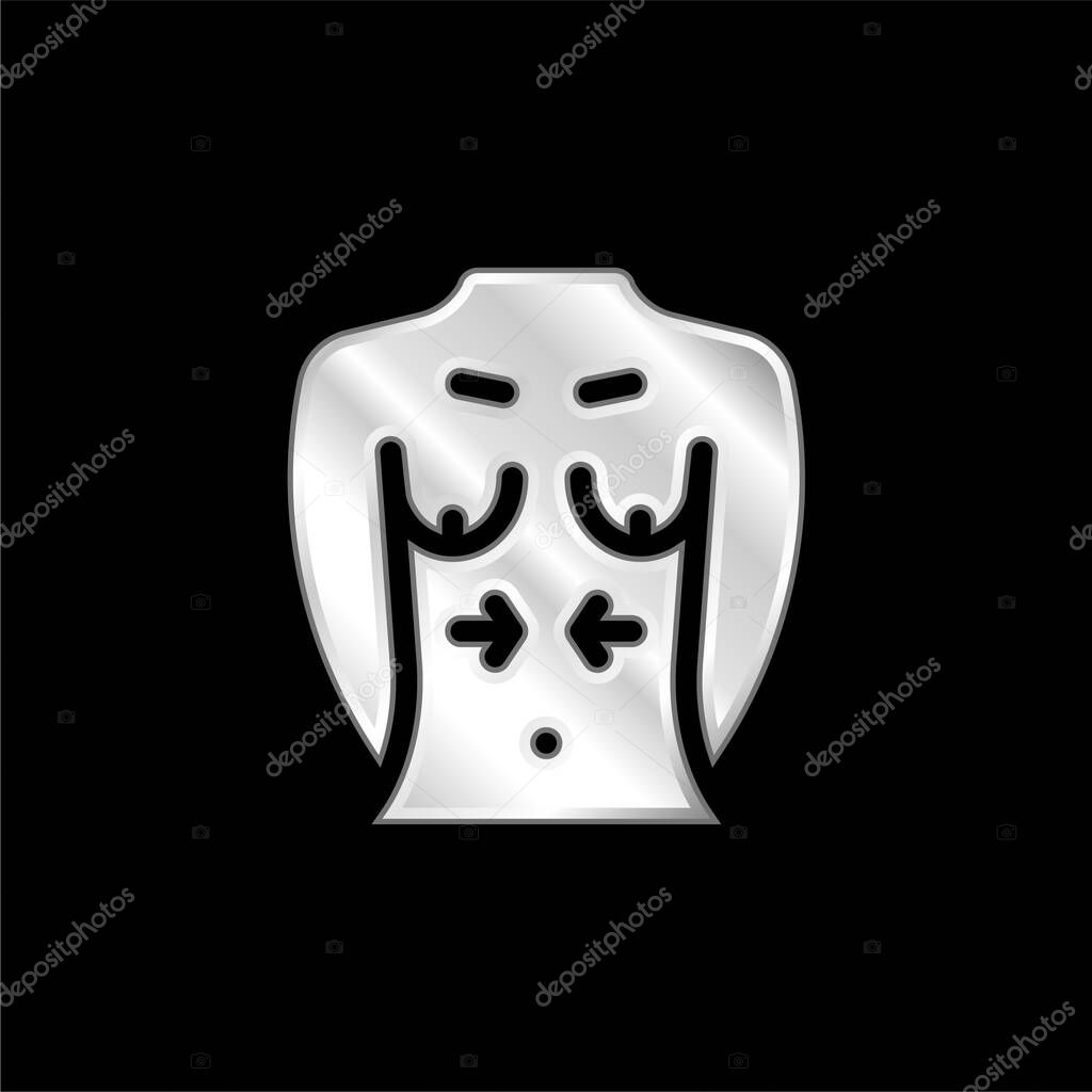 Breast silver plated metallic icon