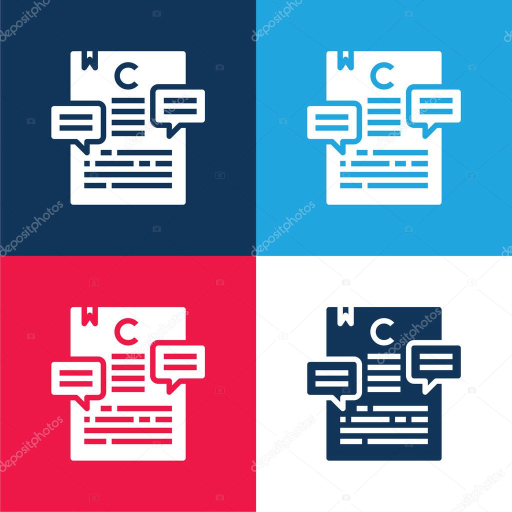 Article blue and red four color minimal icon set