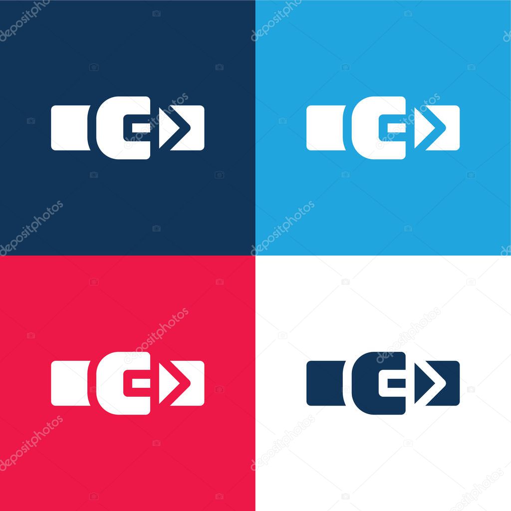 Belt blue and red four color minimal icon set
