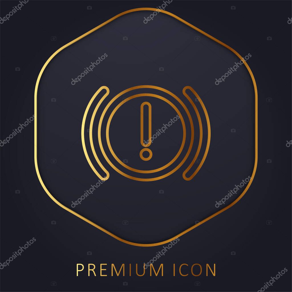 Brake System Warning golden line premium logo or icon