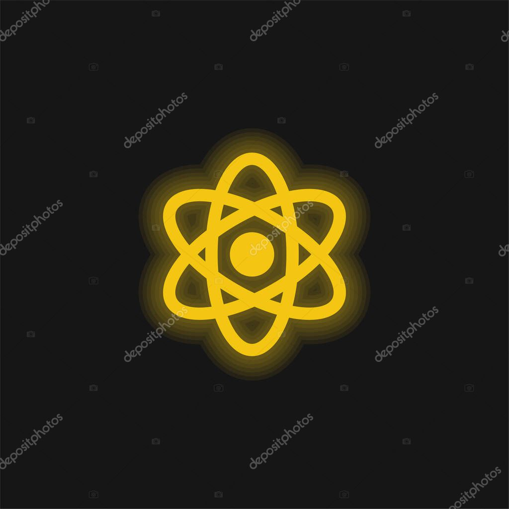 Atomic Energy yellow glowing neon icon