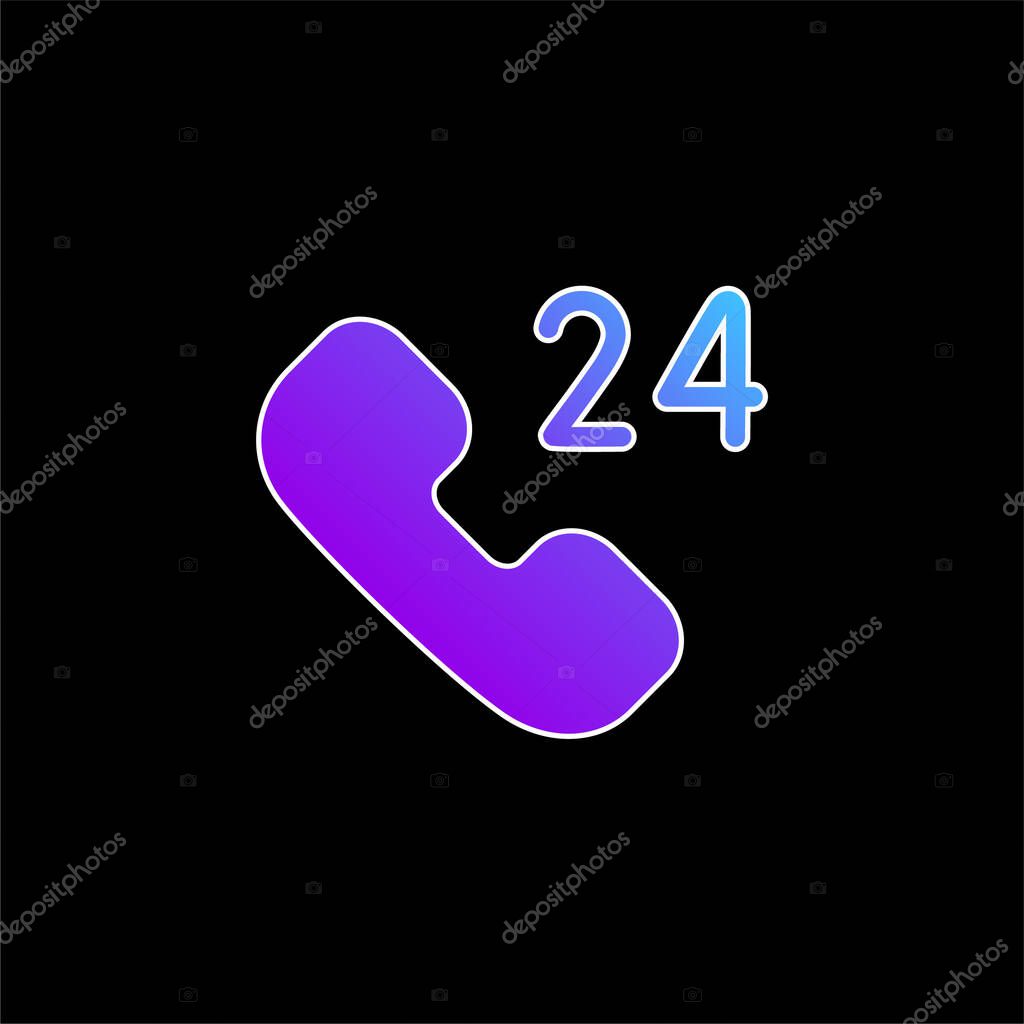 24 Hours Support blue gradient vector icon