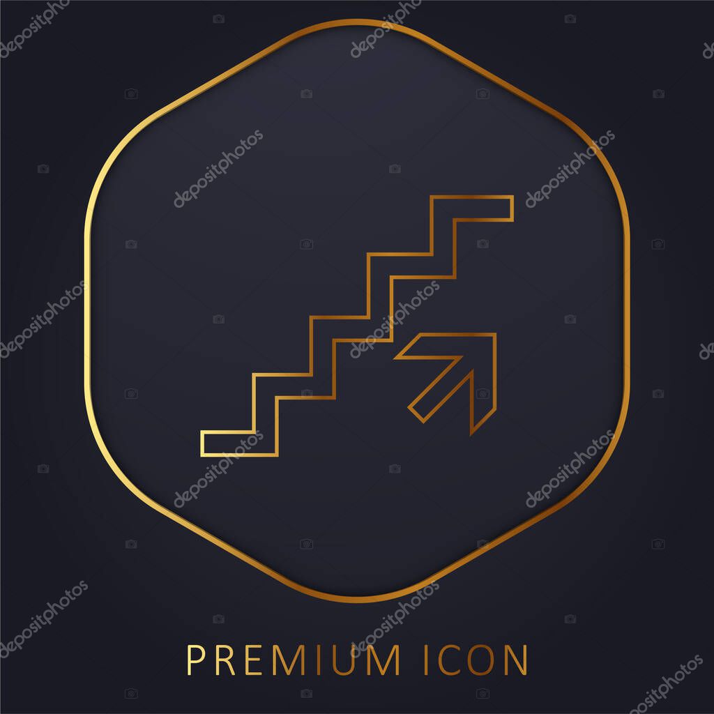 Ascending Stairs Signal golden line premium logo or icon