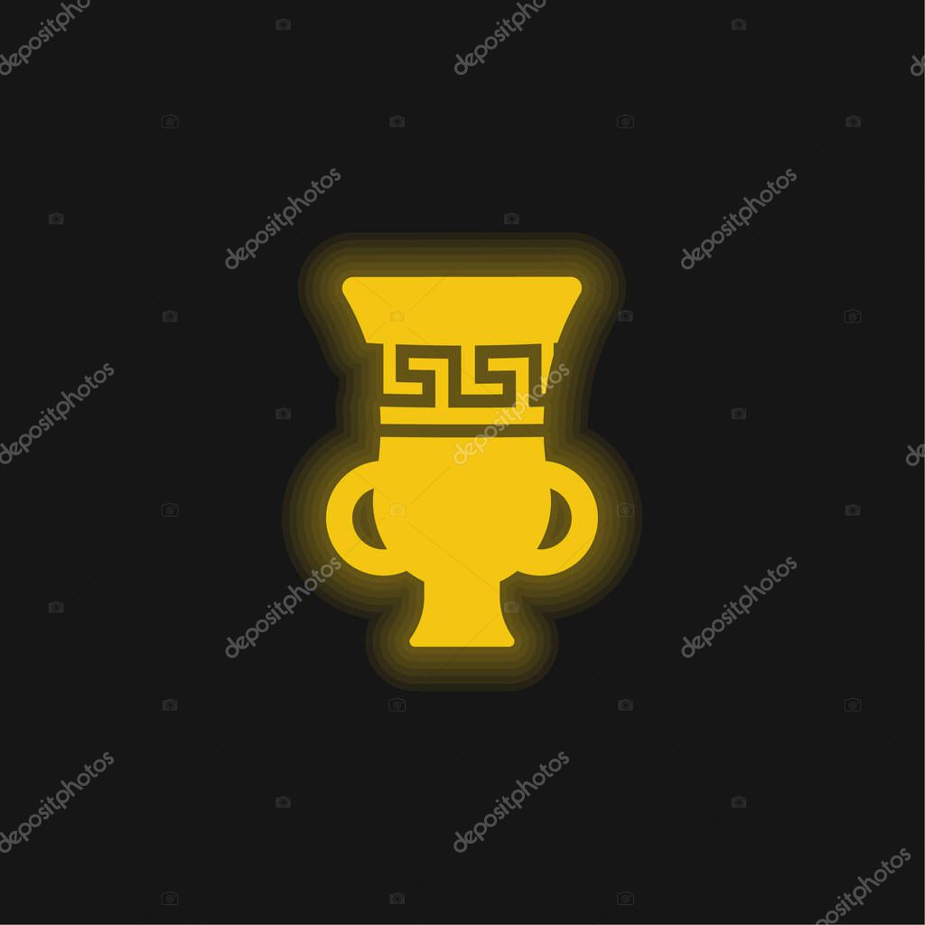 Amphora yellow glowing neon icon