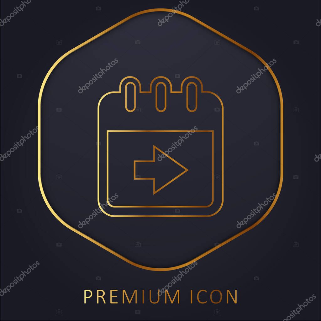 Advance Calendar Page Button With Right Arrow golden line premium logo or icon