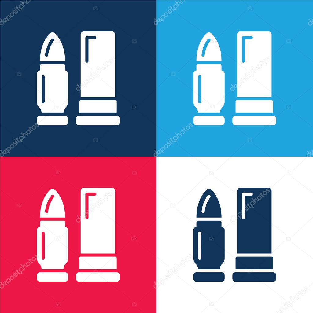 Ammunition blue and red four color minimal icon set