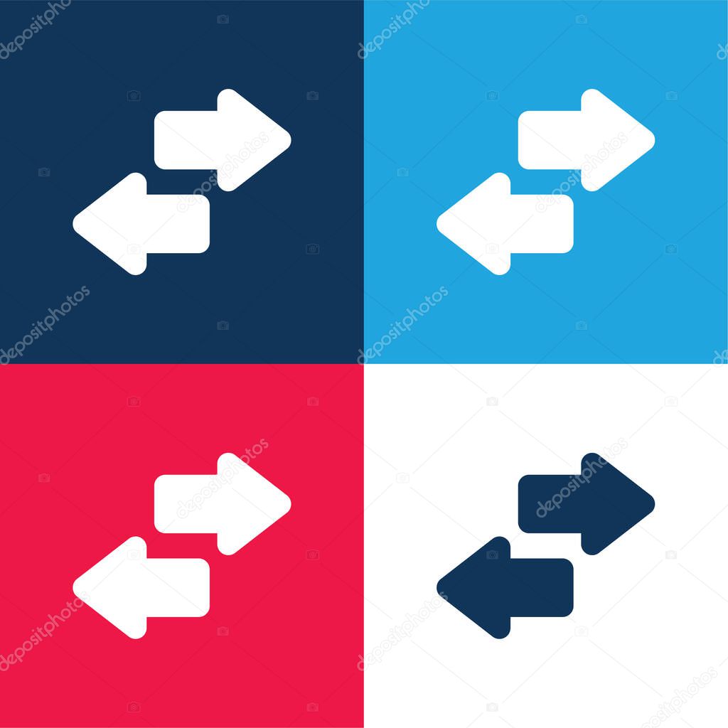 Arrows blue and red four color minimal icon set