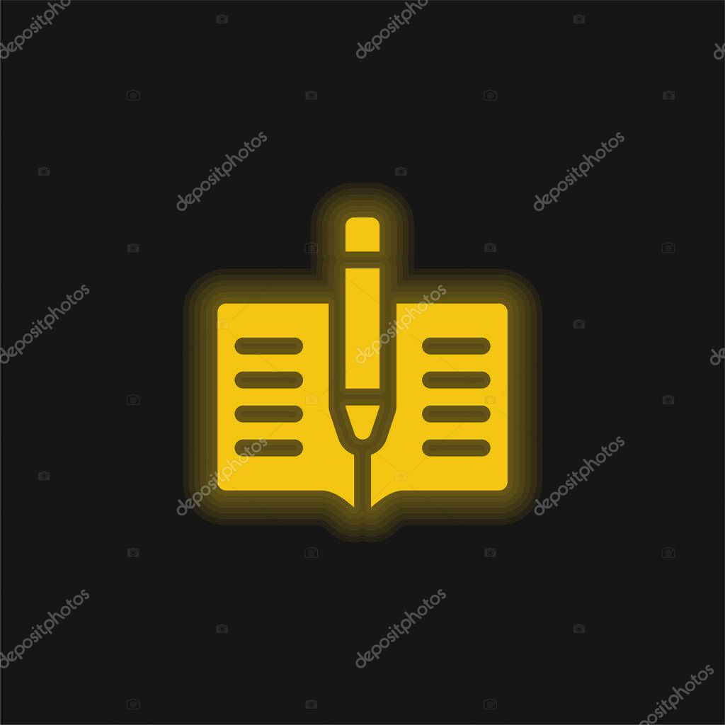 Book yellow glowing neon icon