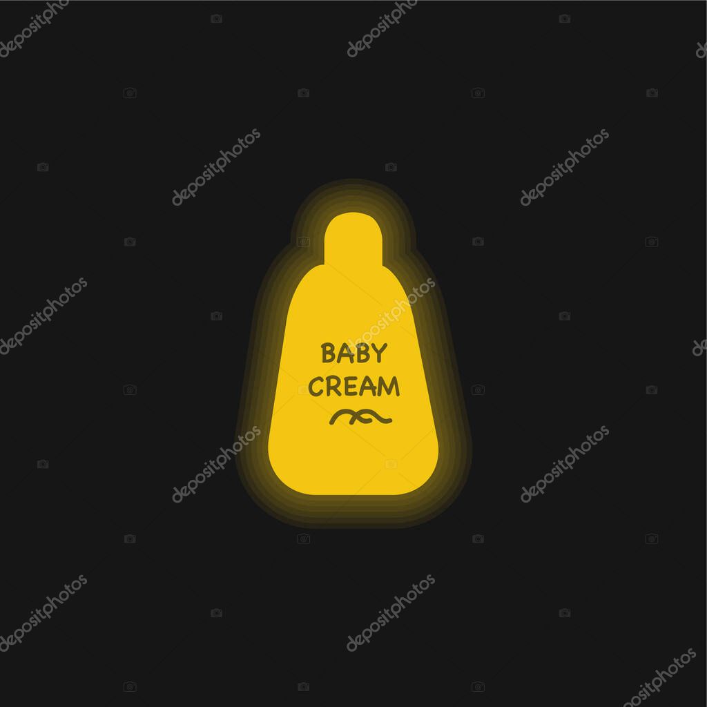 Baby Cream Bottle yellow glowing neon icon