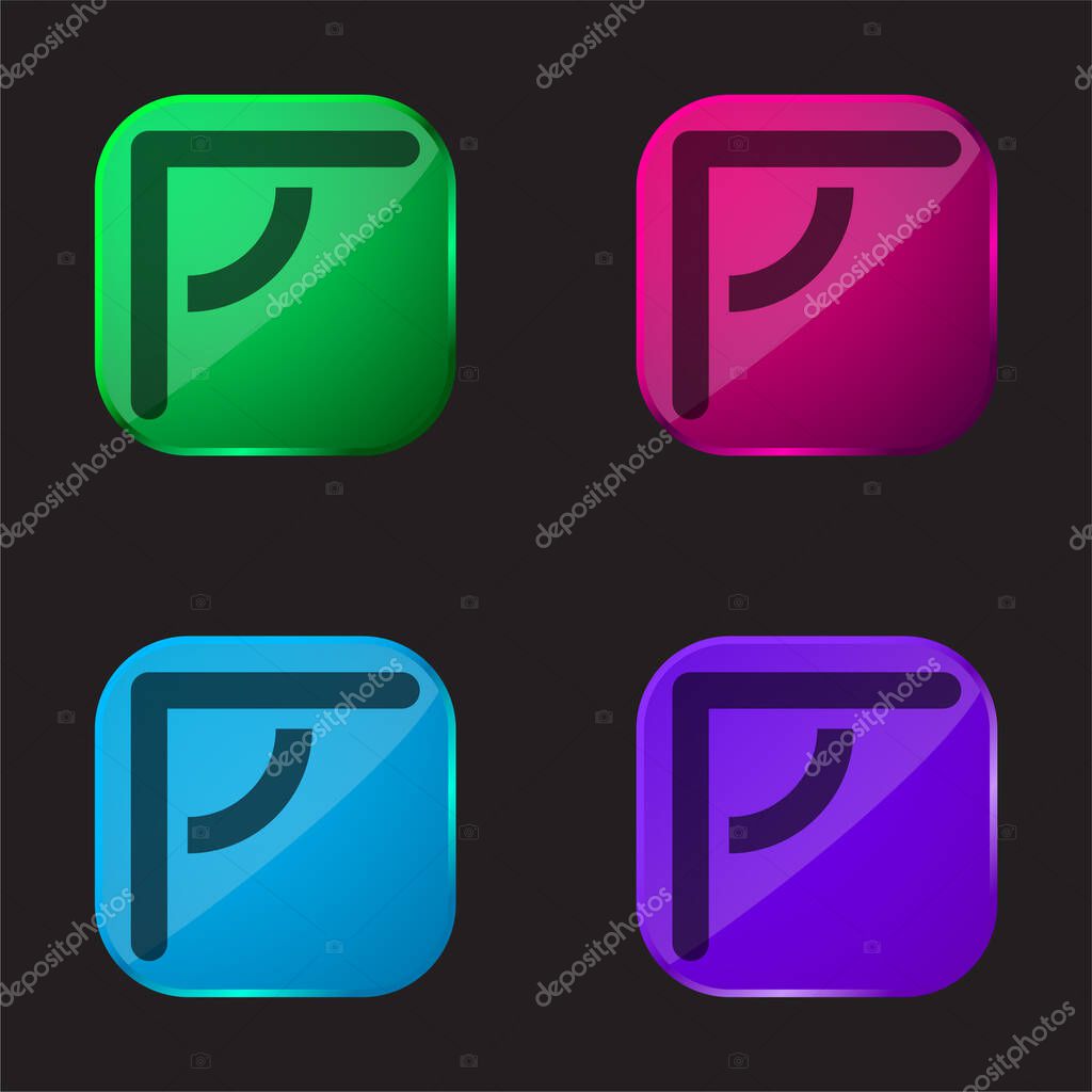 Angular Ruler four color glass button icon