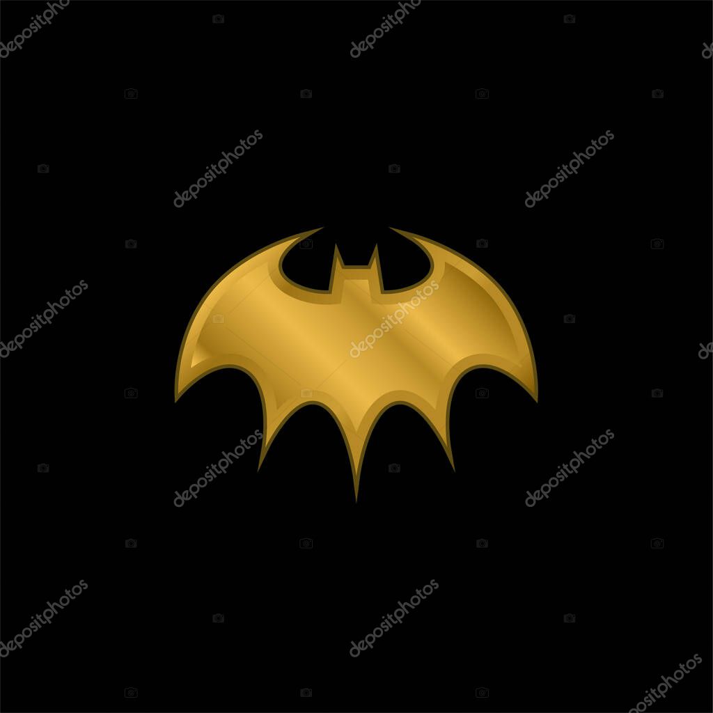 Bat Halloween gold plated metalic icon or logo vector