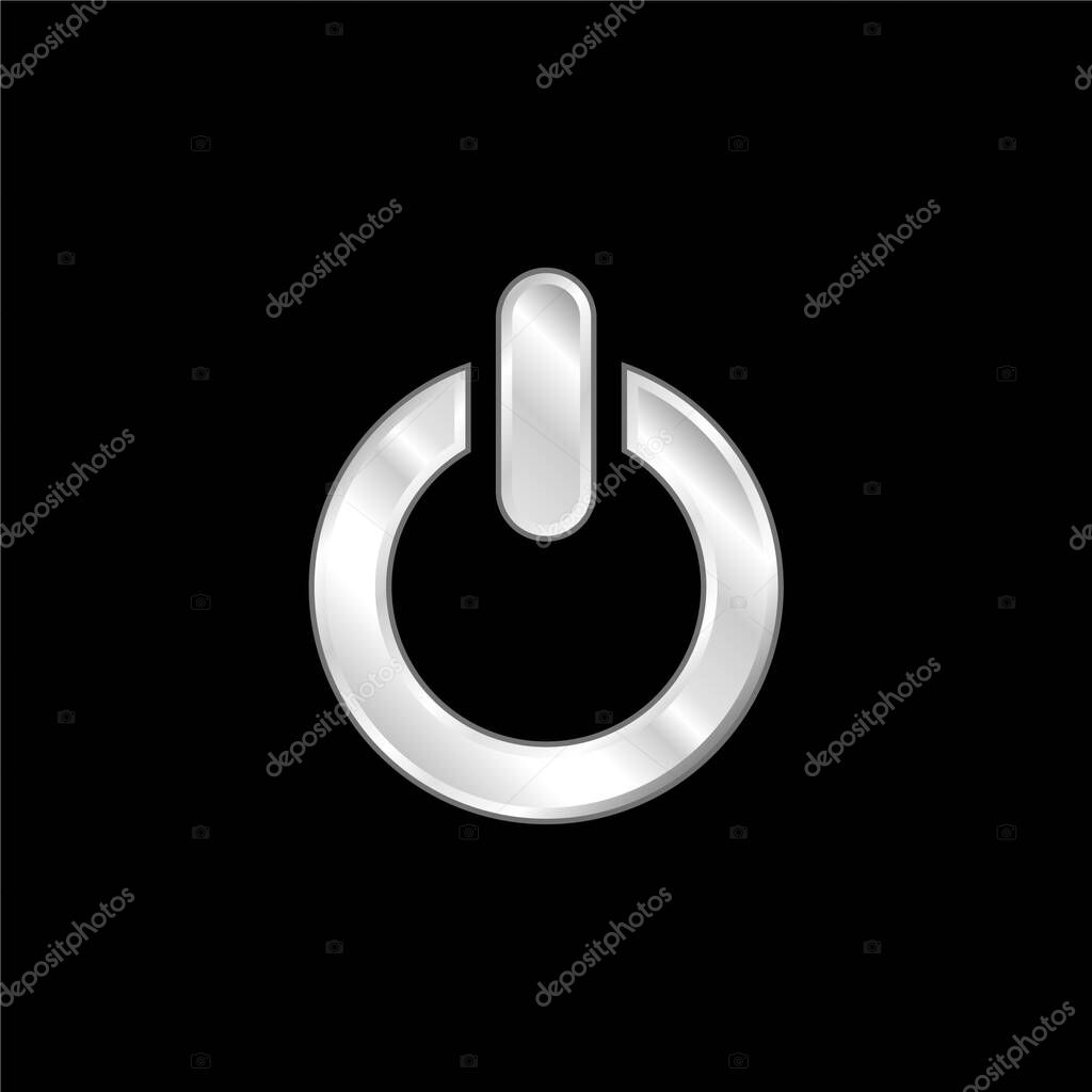 Big Power Button silver plated metallic icon