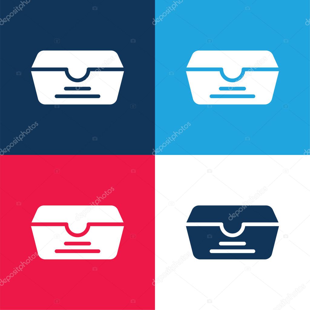Box blue and red four color minimal icon set