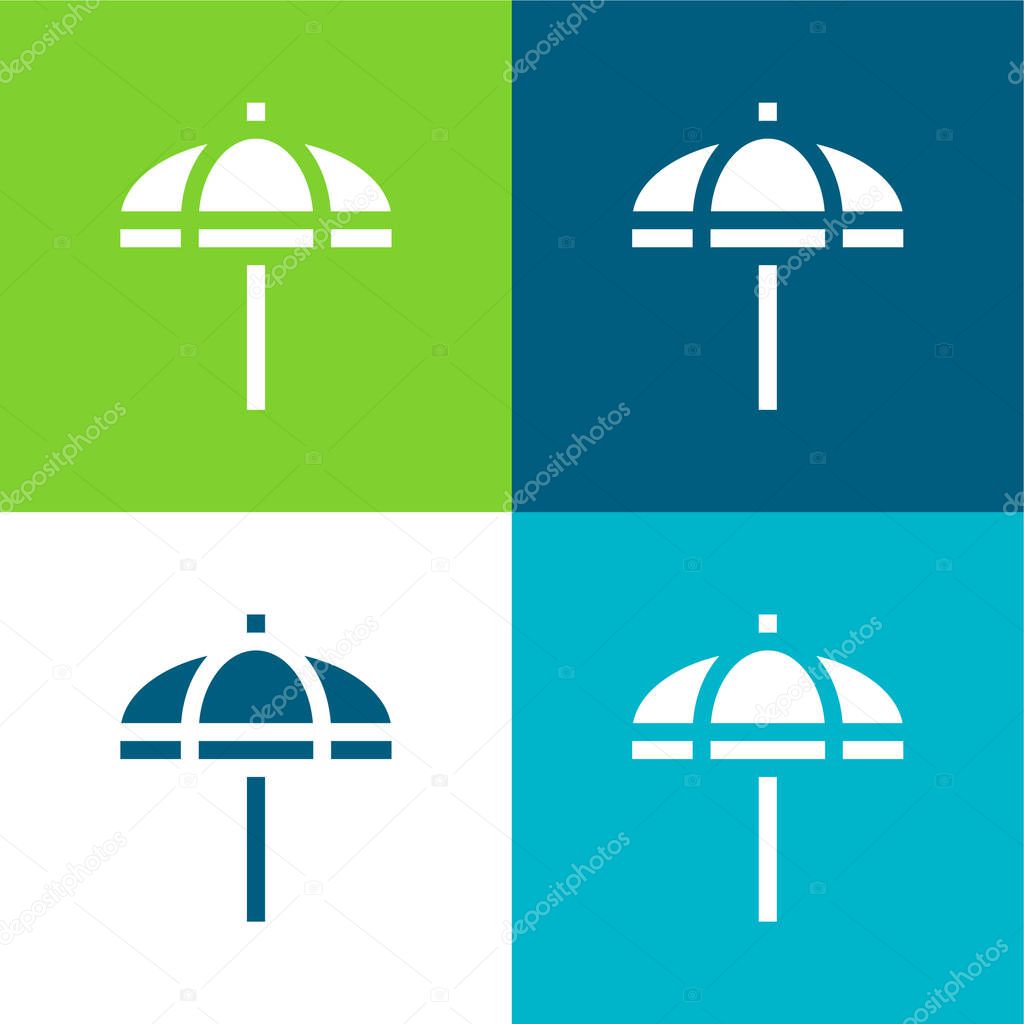 Beach Umbrella Flat four color minimal icon set
