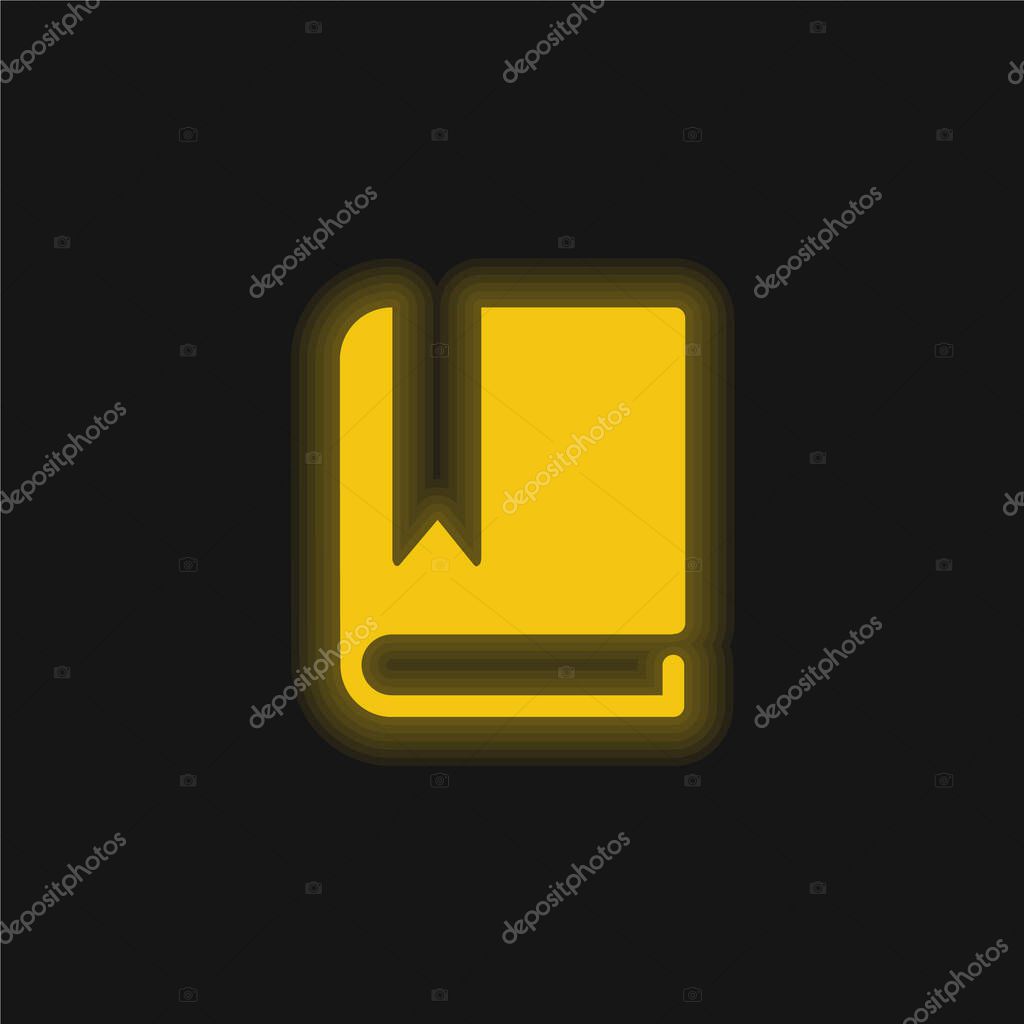 Book With White Bookmark yellow glowing neon icon