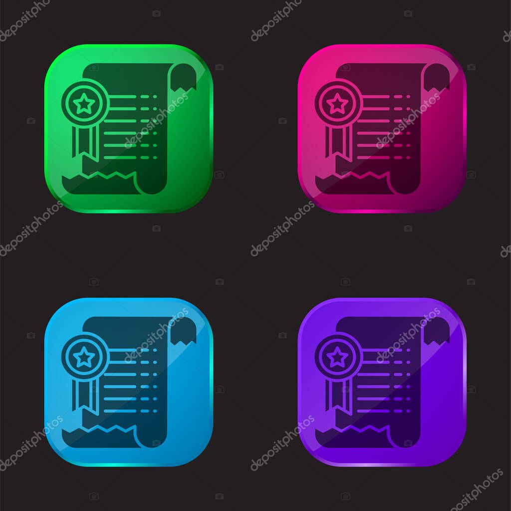 Agreement four color glass button icon