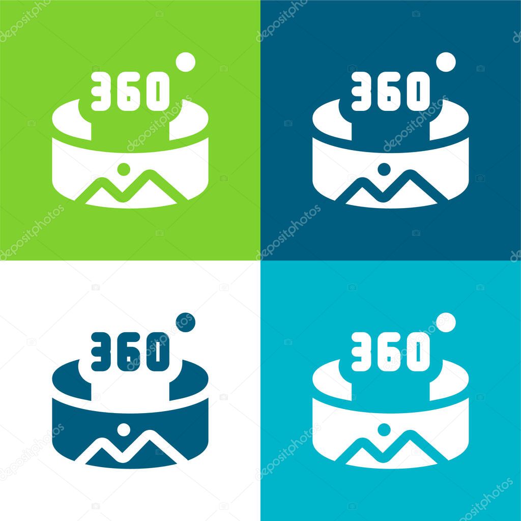 360 Degree Flat four color minimal icon set