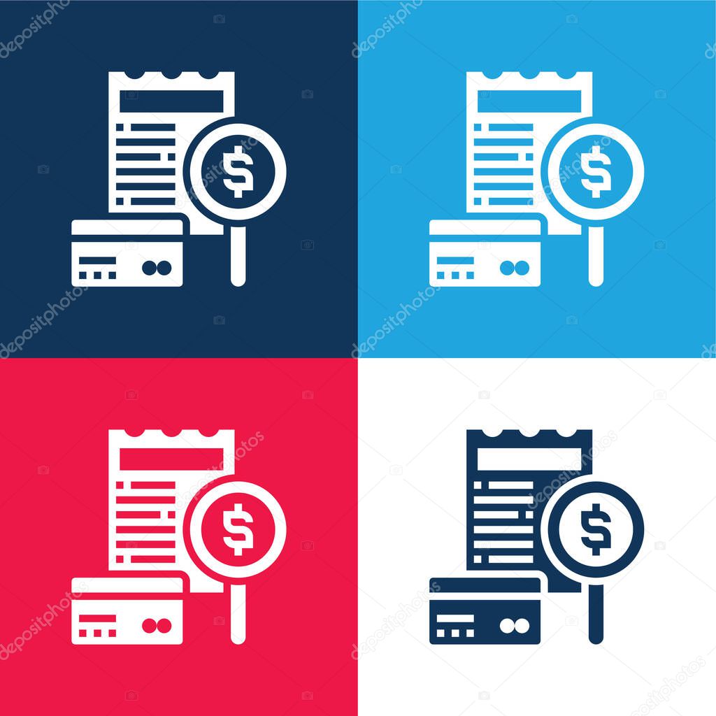 Billing blue and red four color minimal icon set