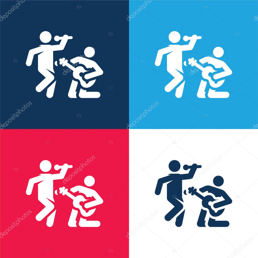 Band blue and red four color minimal icon set