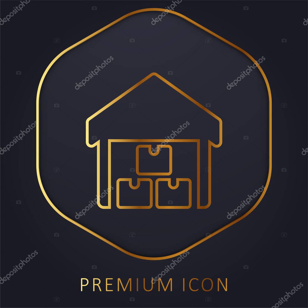 Boxes golden line premium logo or icon