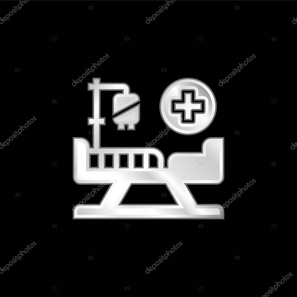 Bed silver plated metallic icon