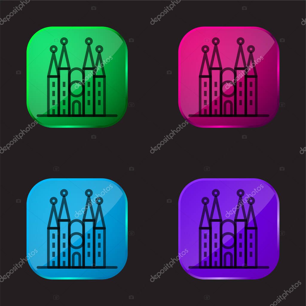 Barcelona four color glass button icon