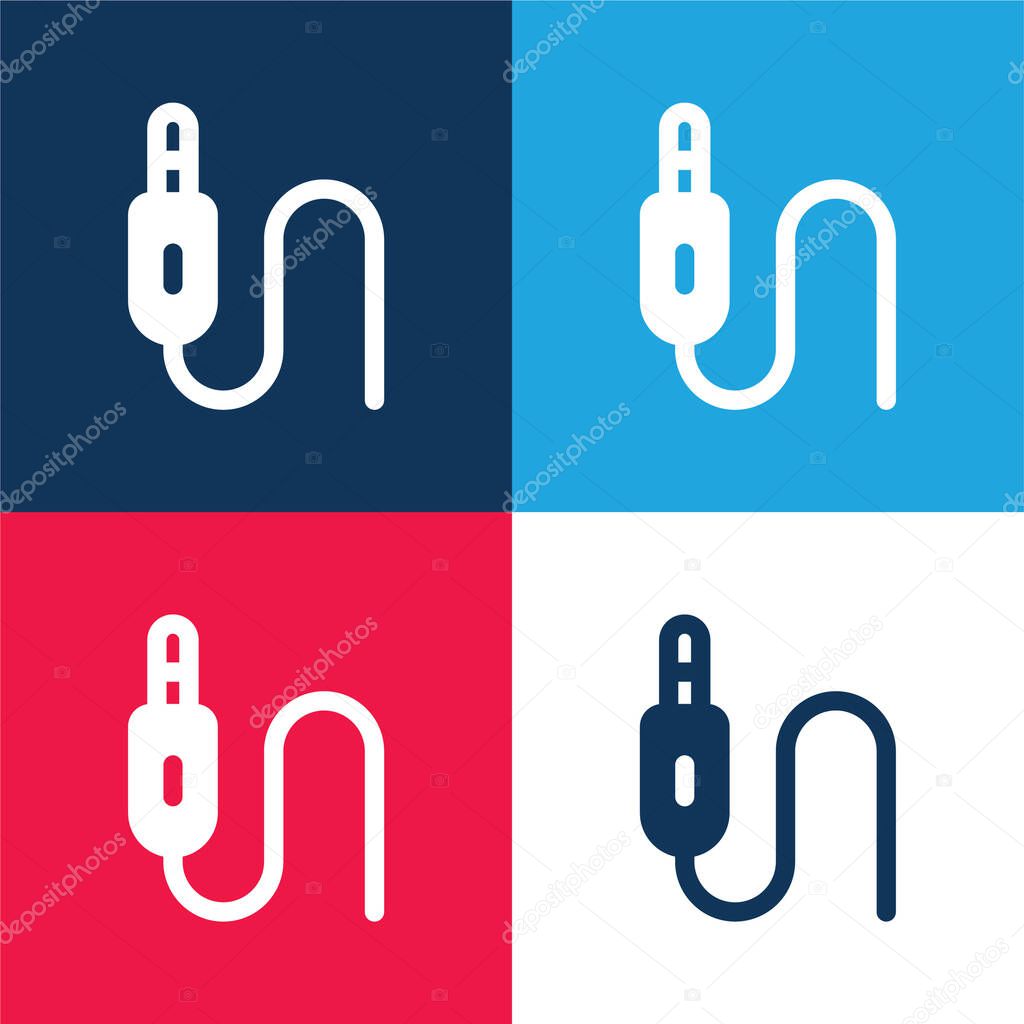 Audio Jack blue and red four color minimal icon set