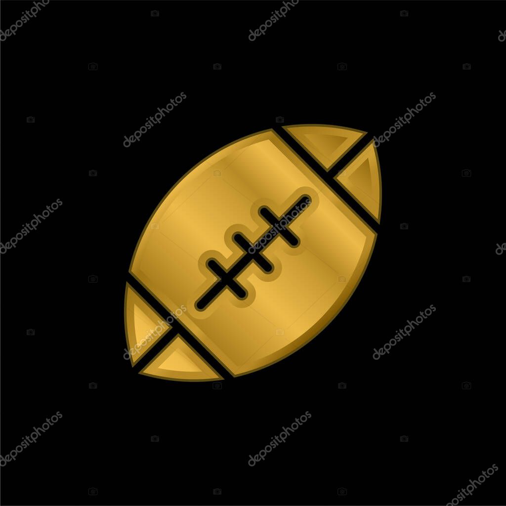 American Football gold plated metalic icon or logo vector