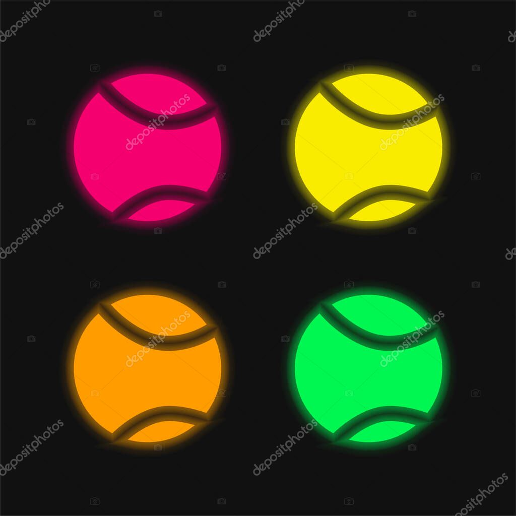 Ball four color glowing neon vector icon